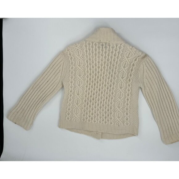 Peregrine by J Glover Made in England Wool Cable Knit Leather Button Cardigan Sw - Picture 2 of 11